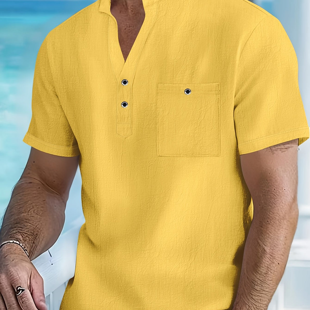 Saazoo | Men's Cotton Blend Mandarin Collar Shirt