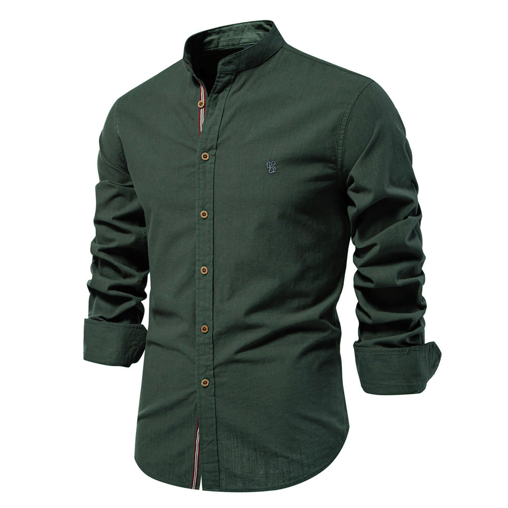 Saazoo | Men's Cotton Blend Mandarin Collar Shirt