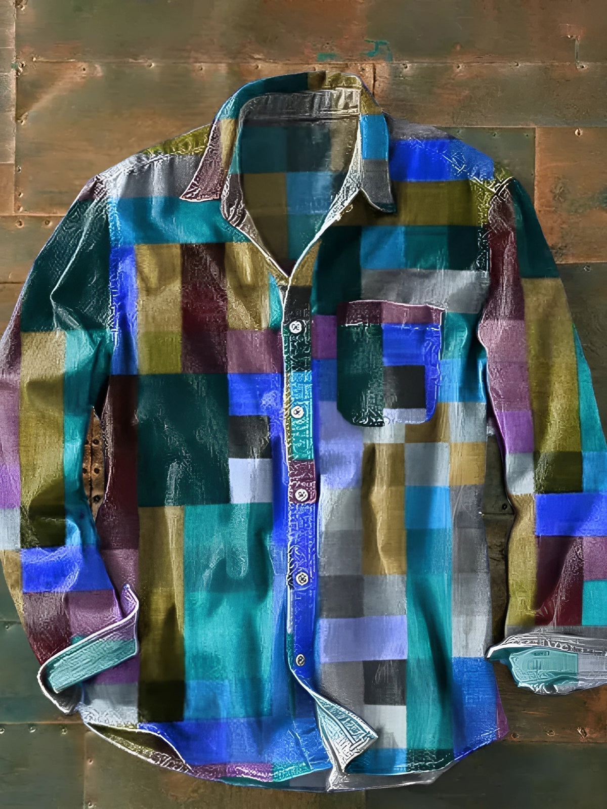 Saazoo | Men's Long Sleeve Mosaic Print Shirt