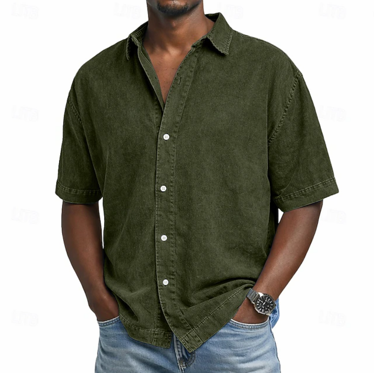 Saazoo | Men's Acid Wash Cotton Blend Shirt