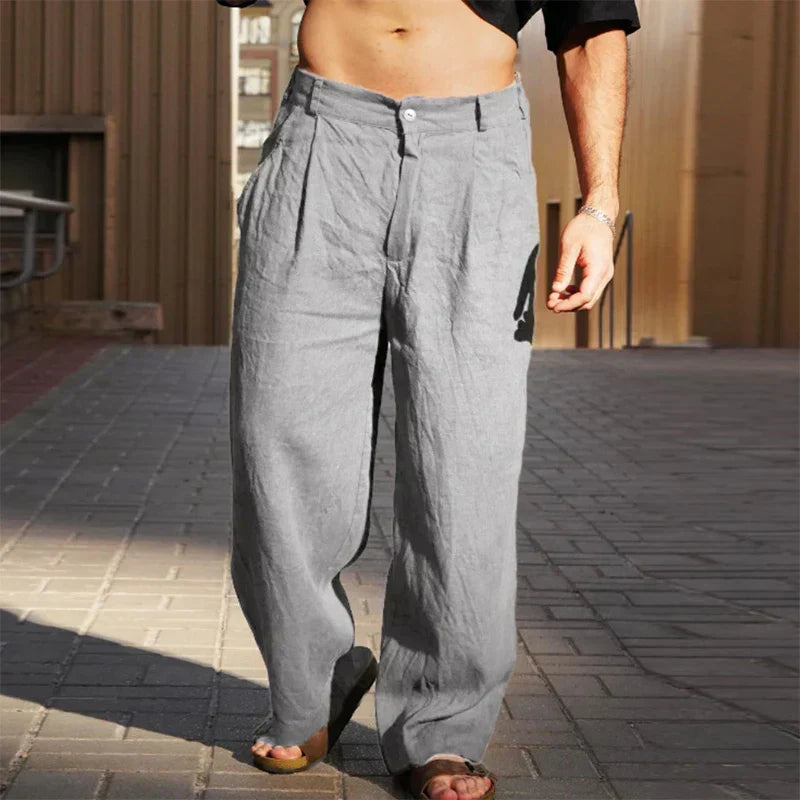 Saazoo | Men's Linen Wide-Leg Pants