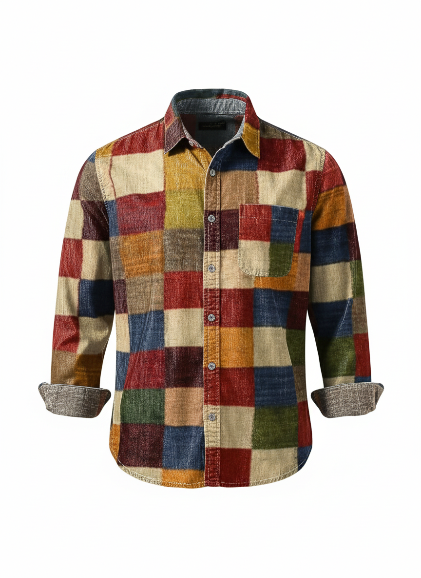 Saazoo | Men's Patchwork Long Sleeve Shirt