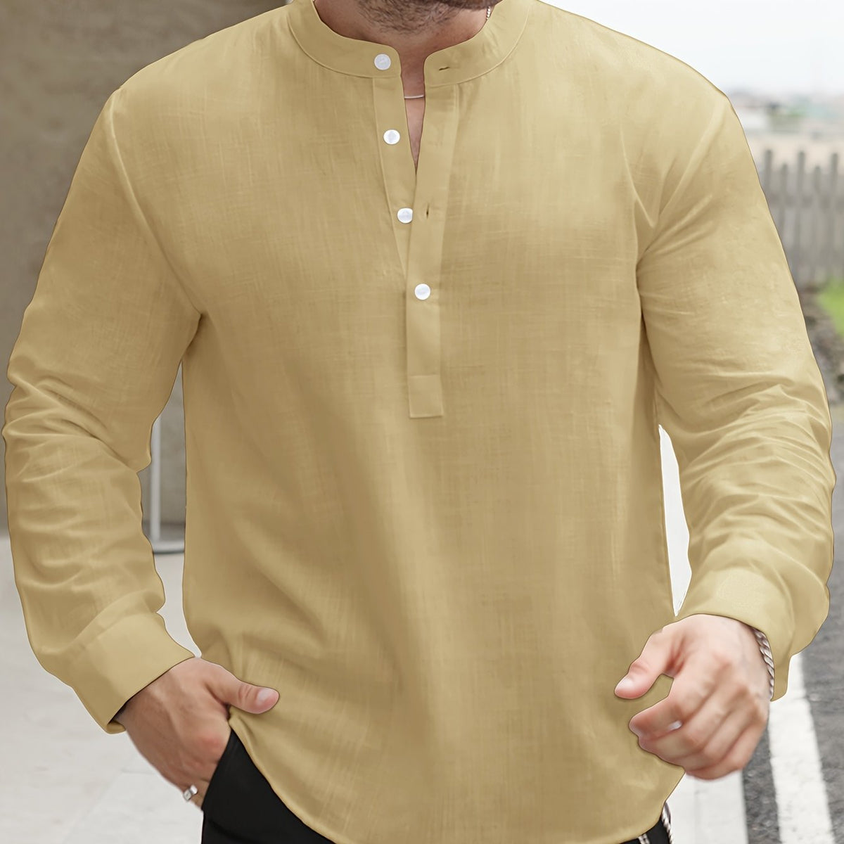 Saazoo | Men's Relaxed Cotton Blend Camp Collar Shirt