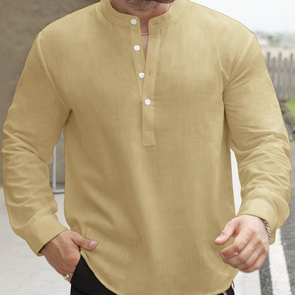 Saazoo | Men's Relaxed Cotton Blend Camp Collar Shirt