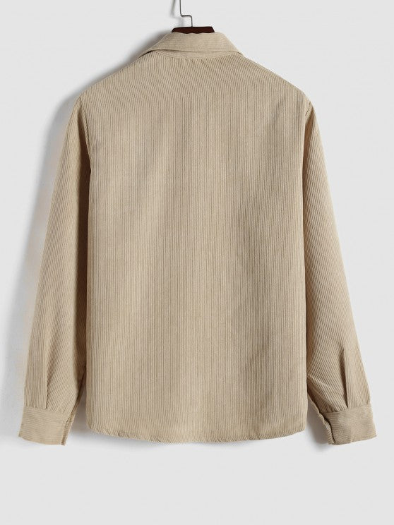 Saazoo | Men's Relaxed Half-Button Long Sleeve Shirt