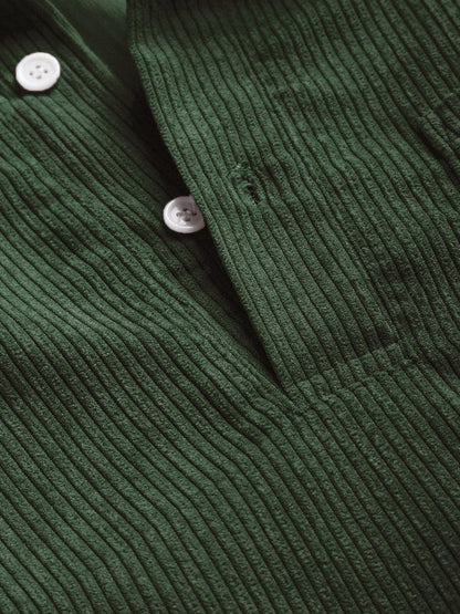 Saazoo | Men's Relaxed Half-Button Long Sleeve Shirt