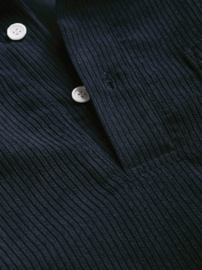 Saazoo | Men's Relaxed Half-Button Long Sleeve Shirt