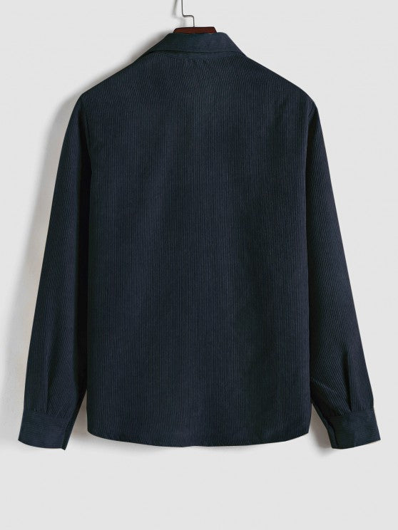 Saazoo | Men's Relaxed Half-Button Long Sleeve Shirt