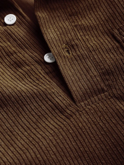 Saazoo | Men's Relaxed Half-Button Long Sleeve Shirt