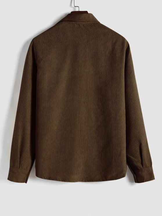 Saazoo | Men's Relaxed Half-Button Long Sleeve Shirt