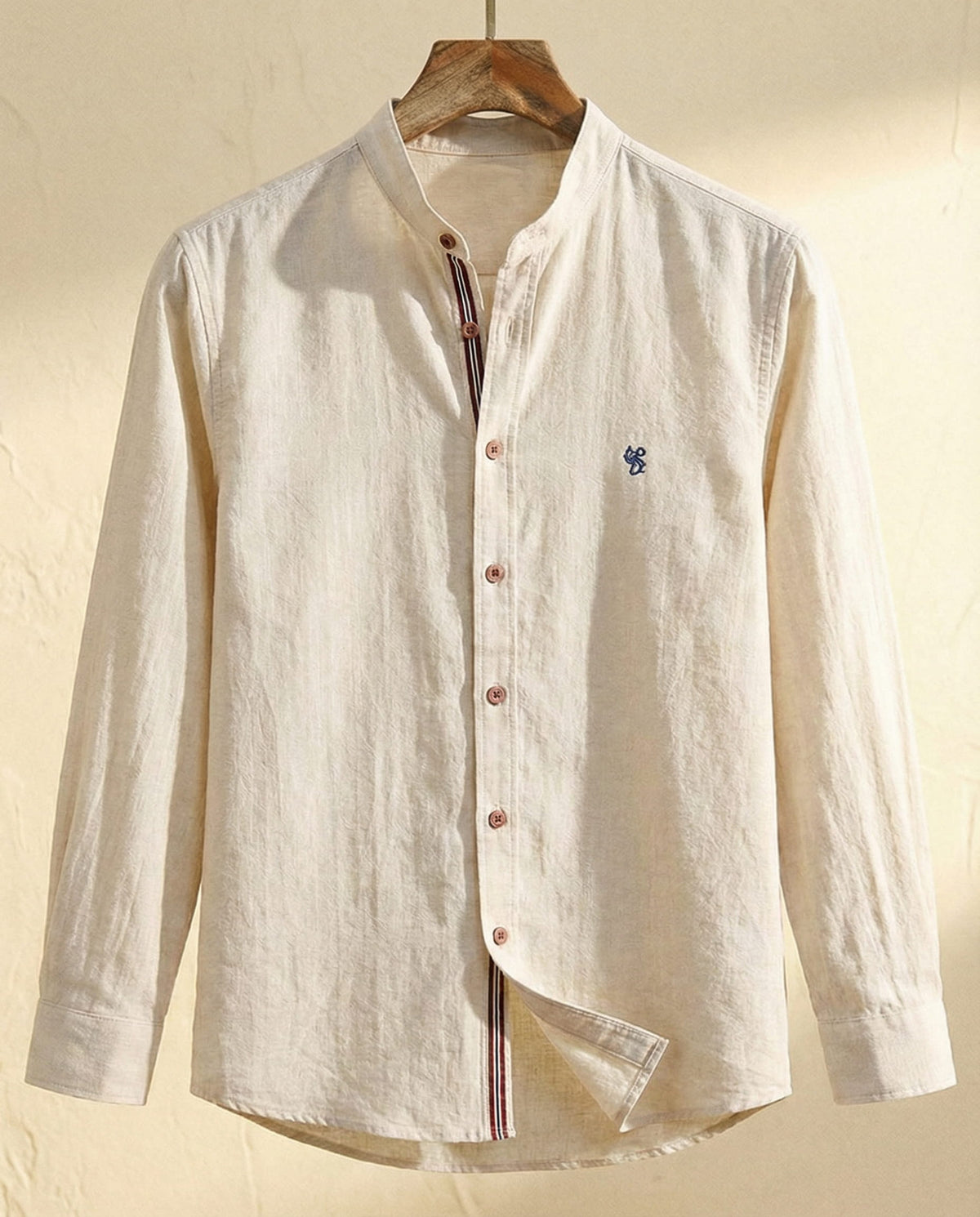 Saazoo | Men's Cotton Blend Mandarin Collar Shirt