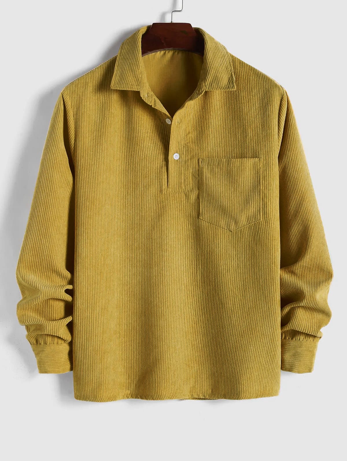 Saazoo | Men's Relaxed Half-Button Long Sleeve Shirt