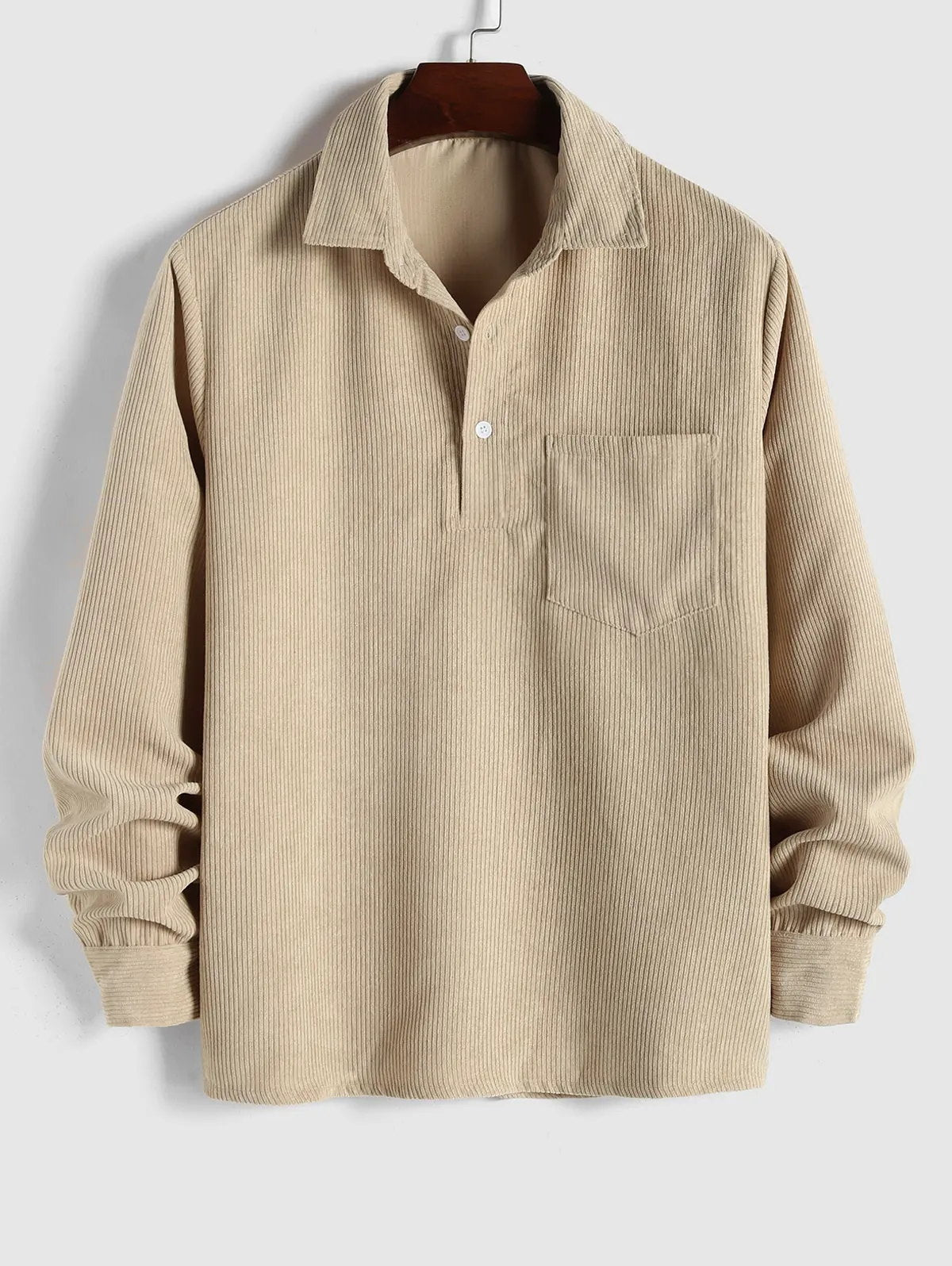 Saazoo | Men's Relaxed Half-Button Long Sleeve Shirt