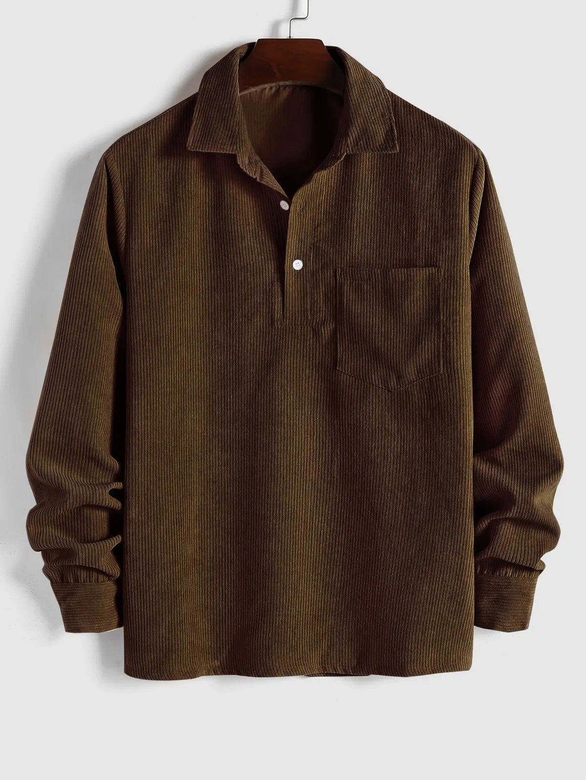 Saazoo | Men's Relaxed Half-Button Long Sleeve Shirt