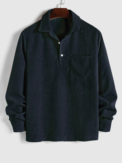 Saazoo | Men's Relaxed Half-Button Long Sleeve Shirt
