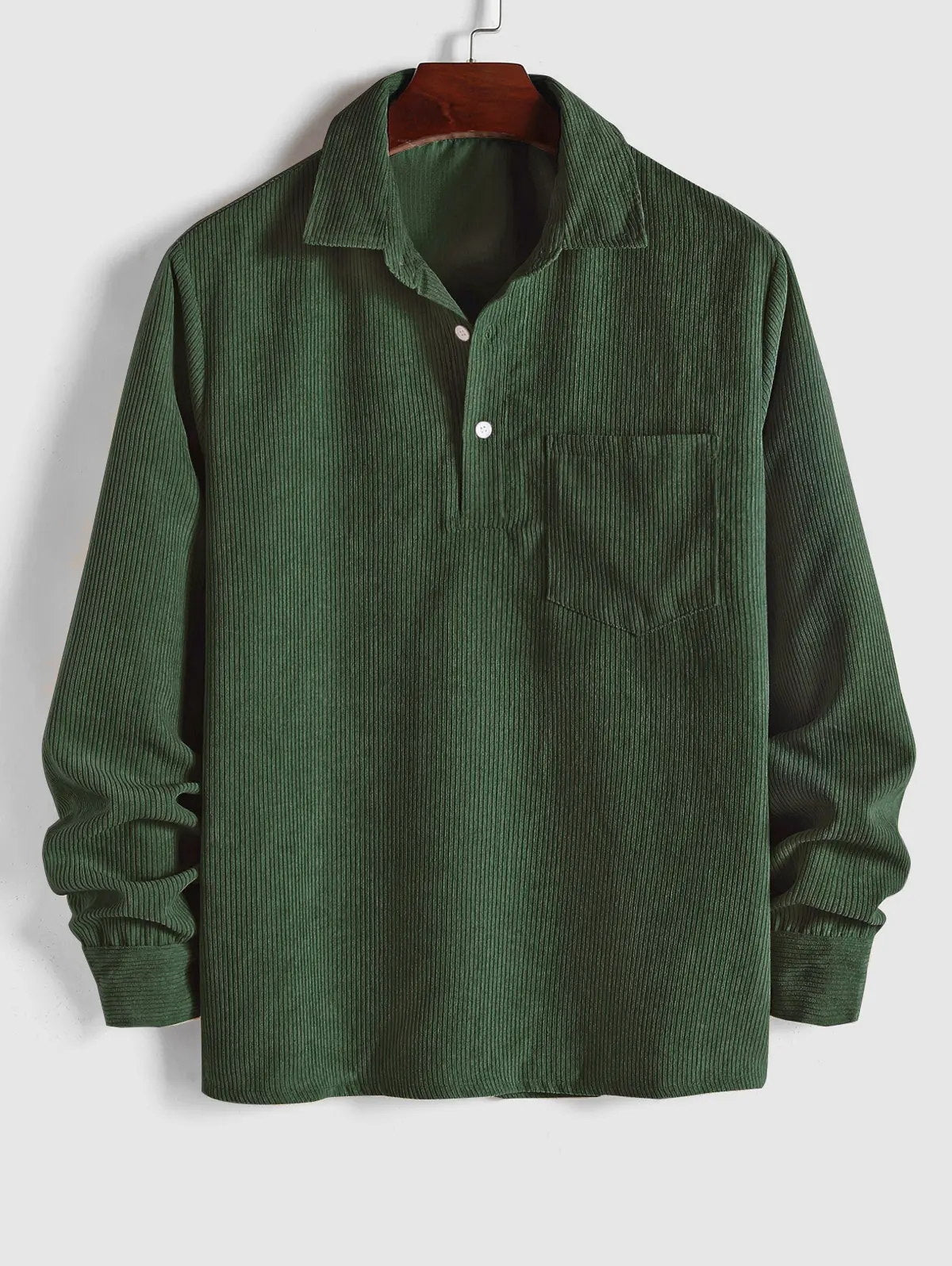 Saazoo | Men's Relaxed Half-Button Long Sleeve Shirt