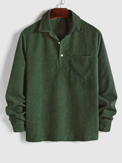 Saazoo | Men's Relaxed Half-Button Long Sleeve Shirt
