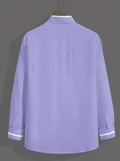 Saazoo | Men's Grandad Collar Contrast Shirt