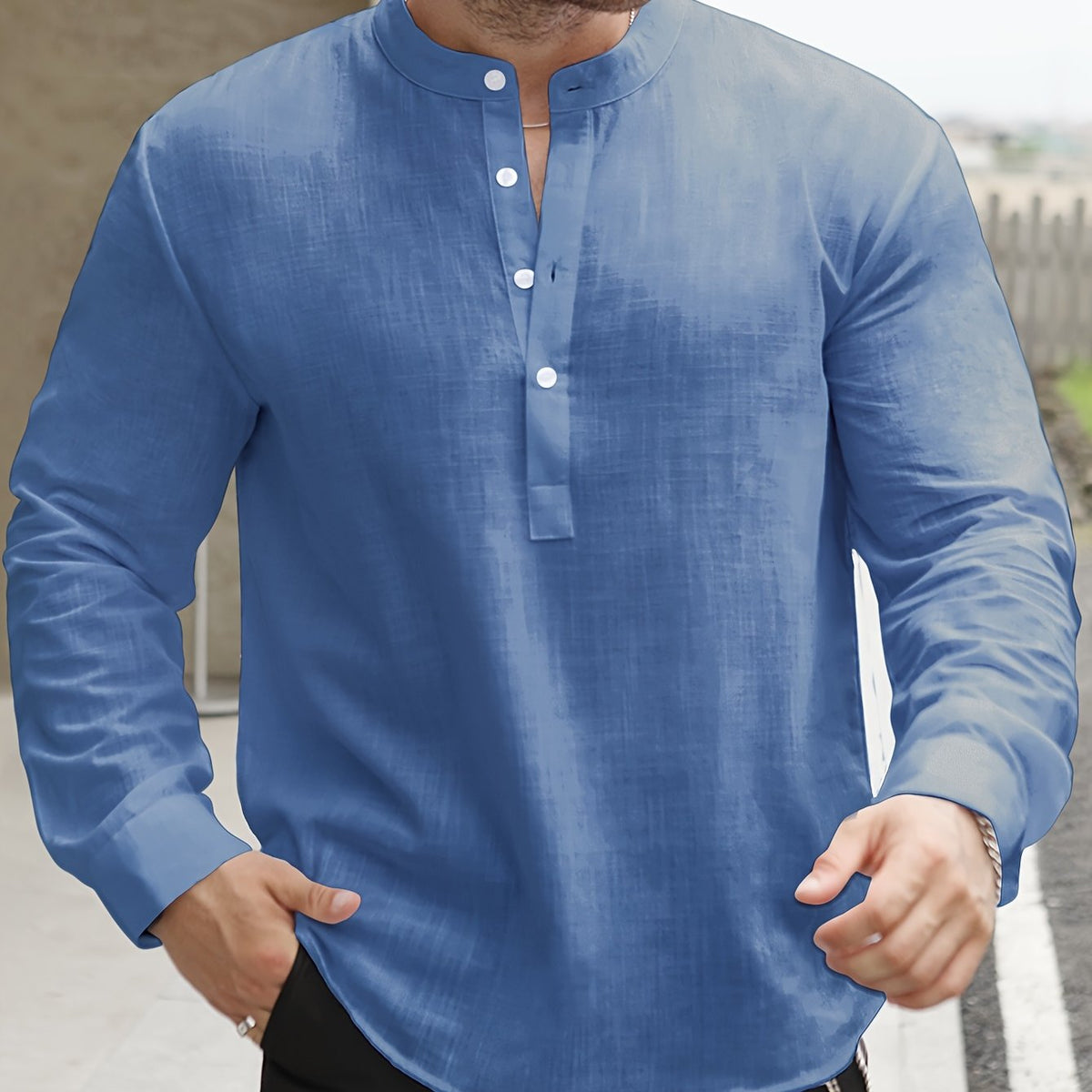Saazoo | Men's Relaxed Cotton Blend Camp Collar Shirt