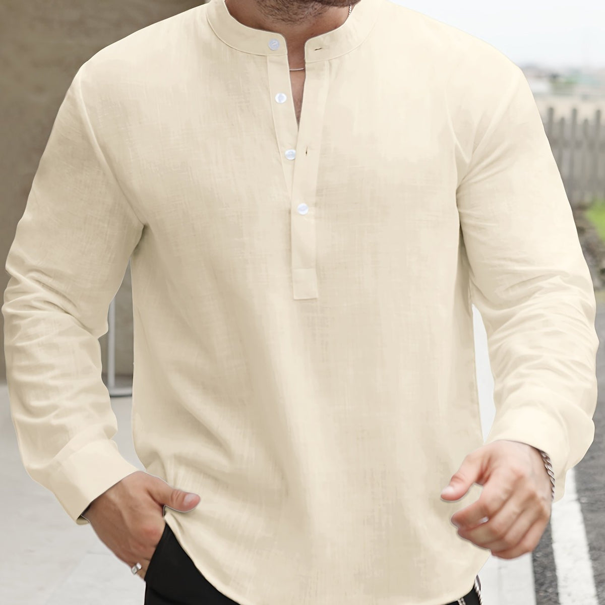 Saazoo | Men's Relaxed Cotton Blend Camp Collar Shirt
