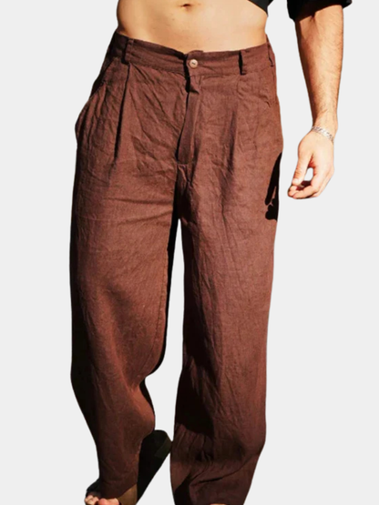 Saazoo | Men's Linen Wide-Leg Pants
