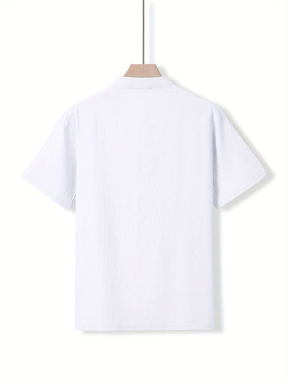 Saazoo | Men's Cotton Blend Mandarin Collar Shirt