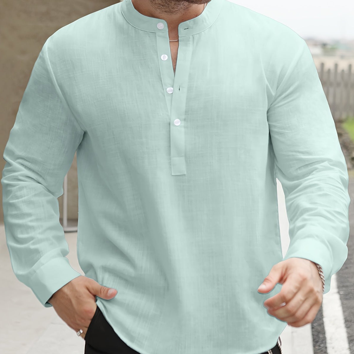 Saazoo | Men's Relaxed Cotton Blend Camp Collar Shirt