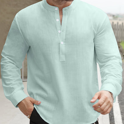 Saazoo | Men's Relaxed Cotton Blend Camp Collar Shirt