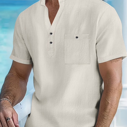 Saazoo | Men's Cotton Blend Mandarin Collar Shirt