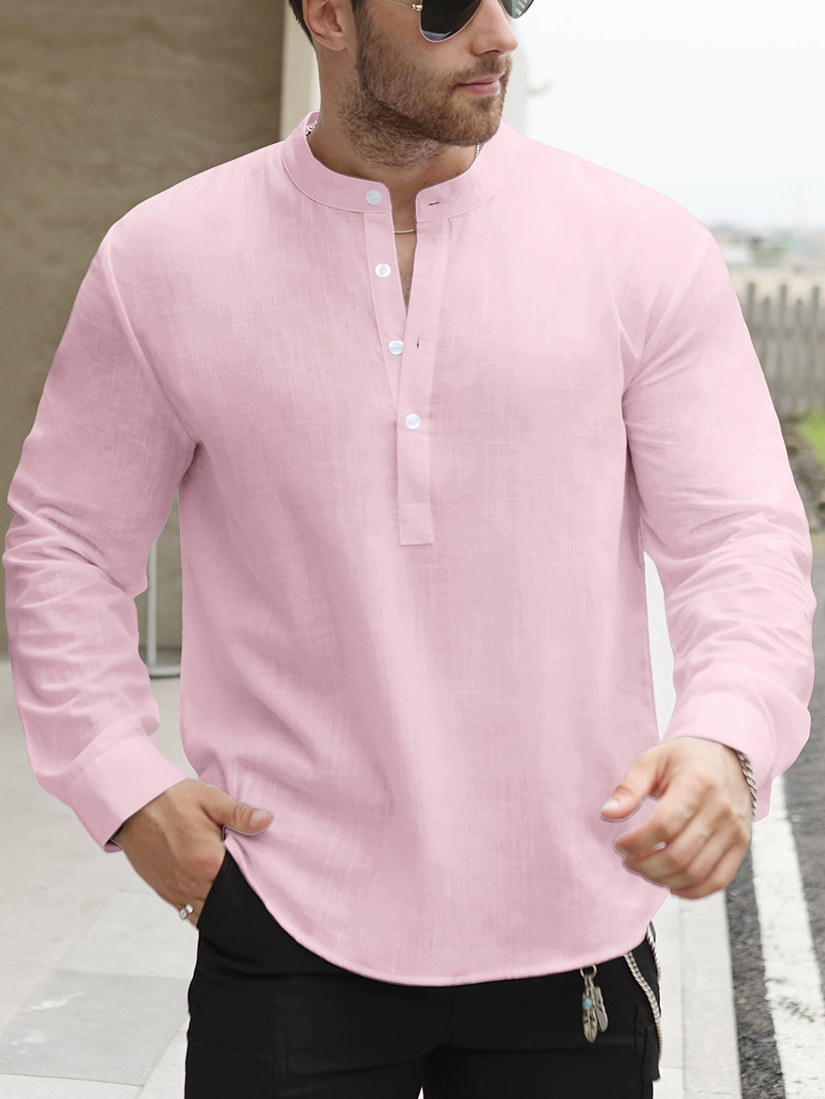 Saazoo | Men's Relaxed Cotton Blend Camp Collar Shirt