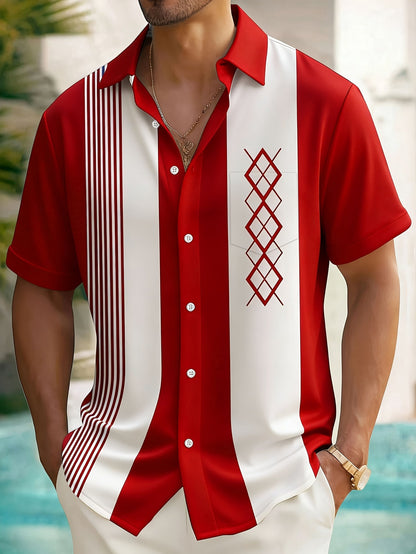 Saazoo | Men's Geometric Print Vintage Shirt