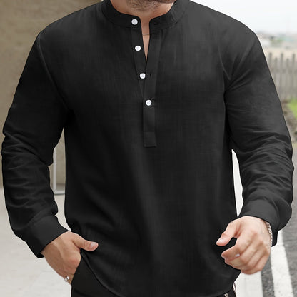 Saazoo | Men's Relaxed Cotton Blend Camp Collar Shirt