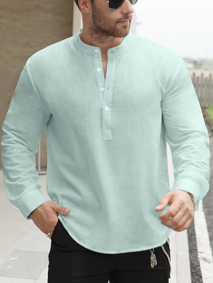 Saazoo | Men's Relaxed Cotton Blend Camp Collar Shirt