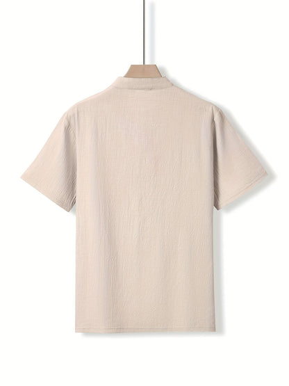 Saazoo | Men's Cotton Blend Mandarin Collar Shirt