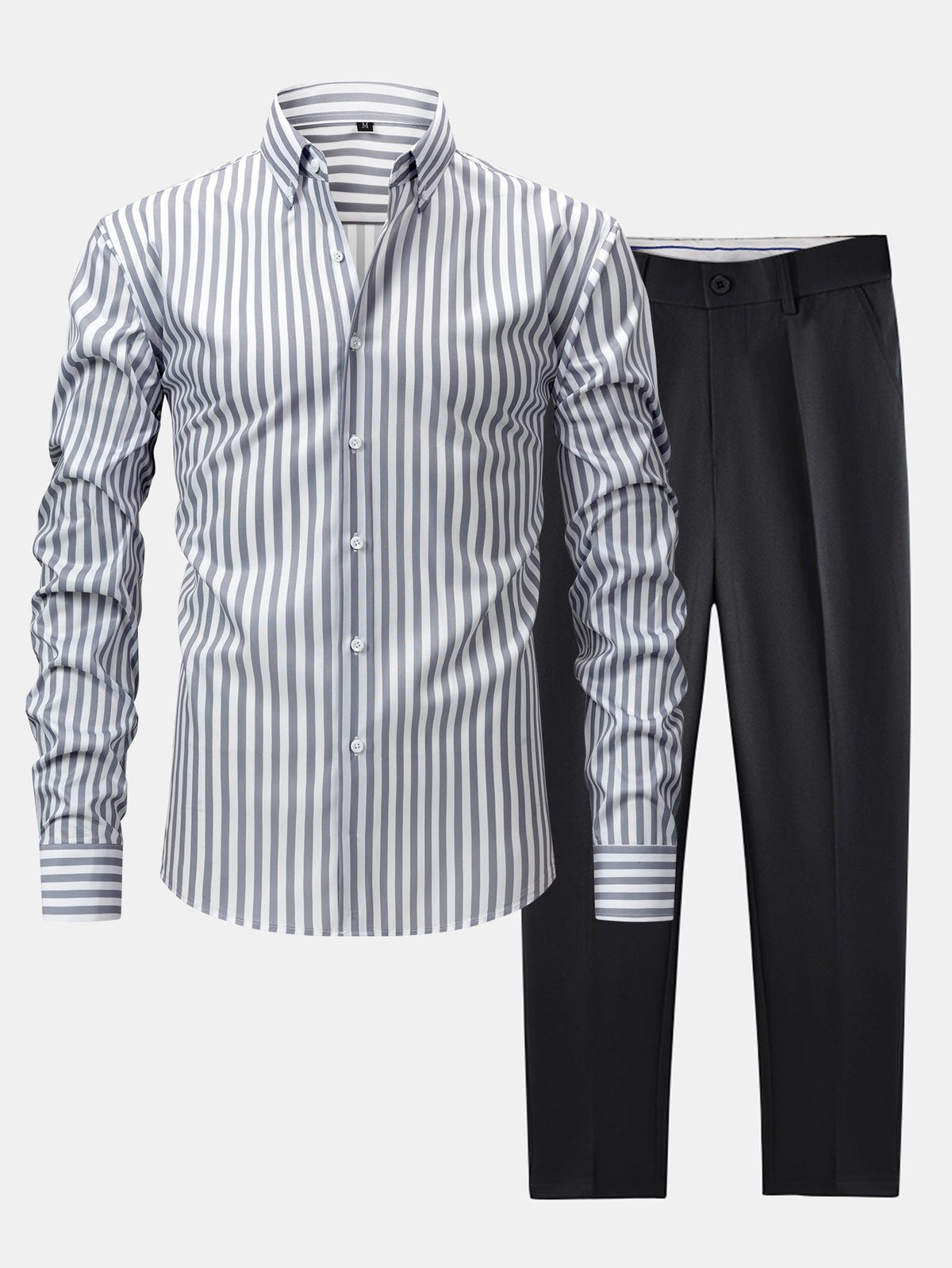 Saazoo | Men's Slim Fit Striped Shirt & Pants Set