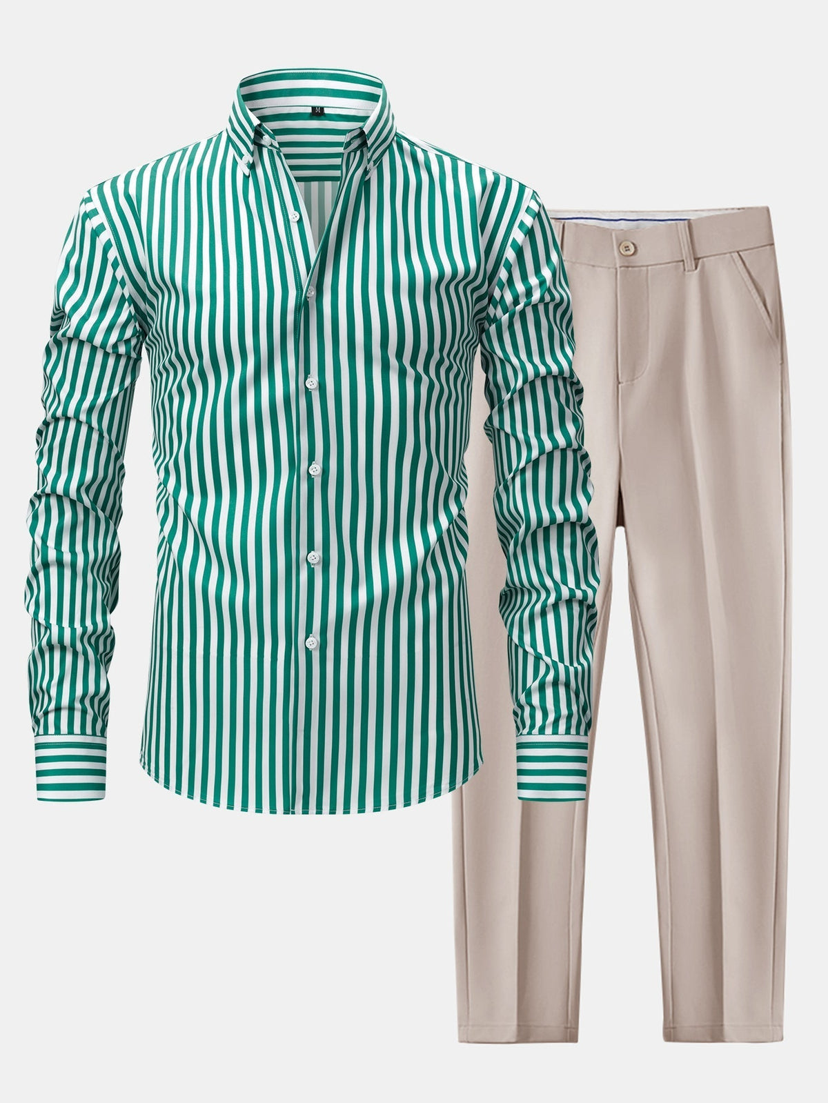 Saazoo | Men's Slim Fit Striped Shirt & Pants Set