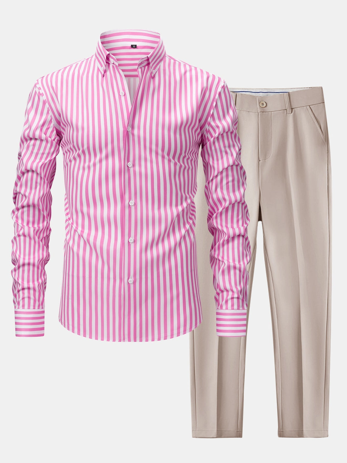 Saazoo | Men's Slim Fit Striped Shirt & Pants Set