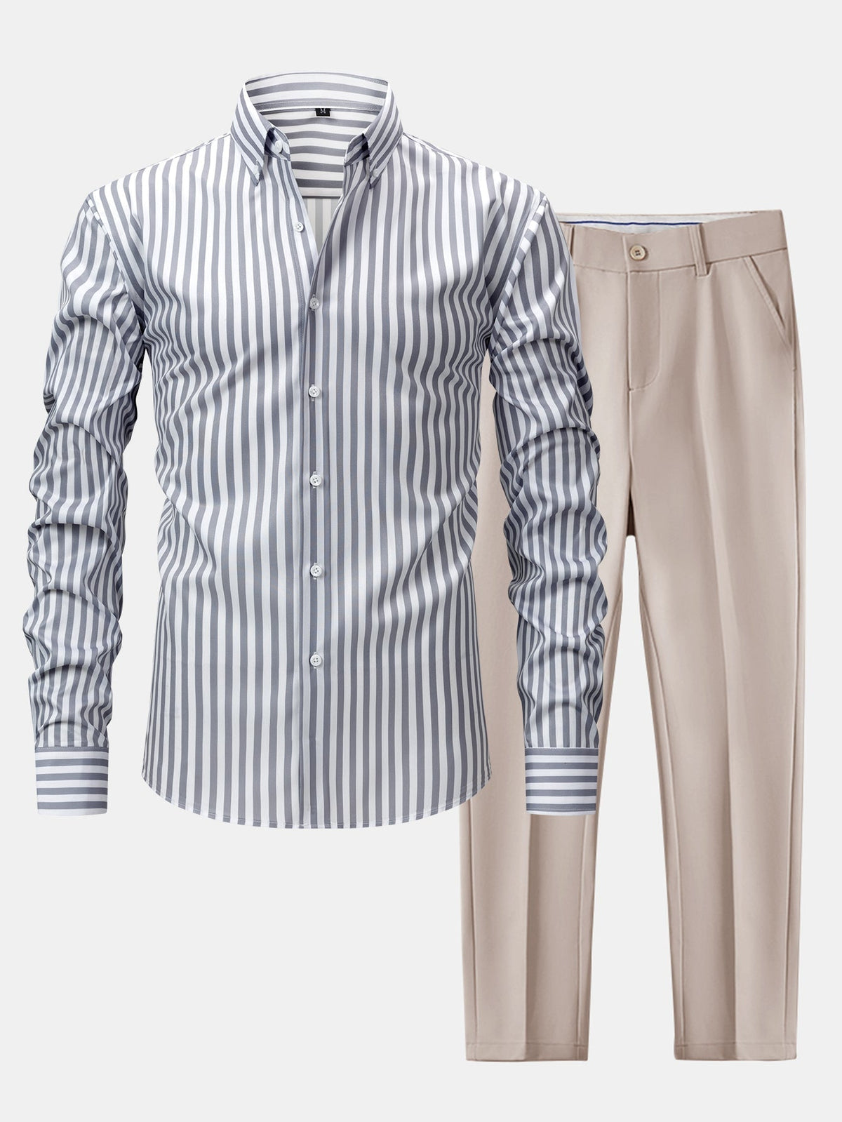 Saazoo | Men's Slim Fit Striped Shirt & Pants Set