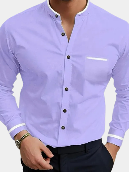 Saazoo | Men's Grandad Collar Contrast Shirt