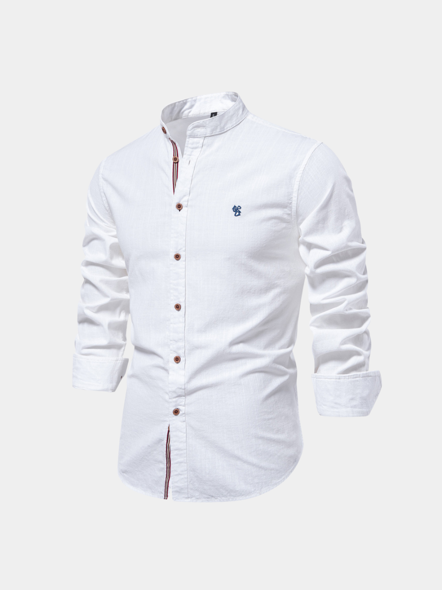 Saazoo | Men's Cotton Blend Mandarin Collar Shirt