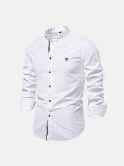 Saazoo | Men's Cotton Blend Mandarin Collar Shirt