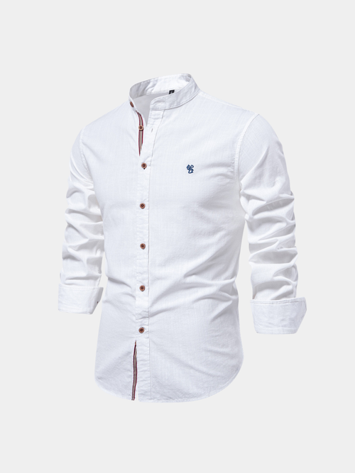 Saazoo | Men's Cotton Blend Mandarin Collar Shirt