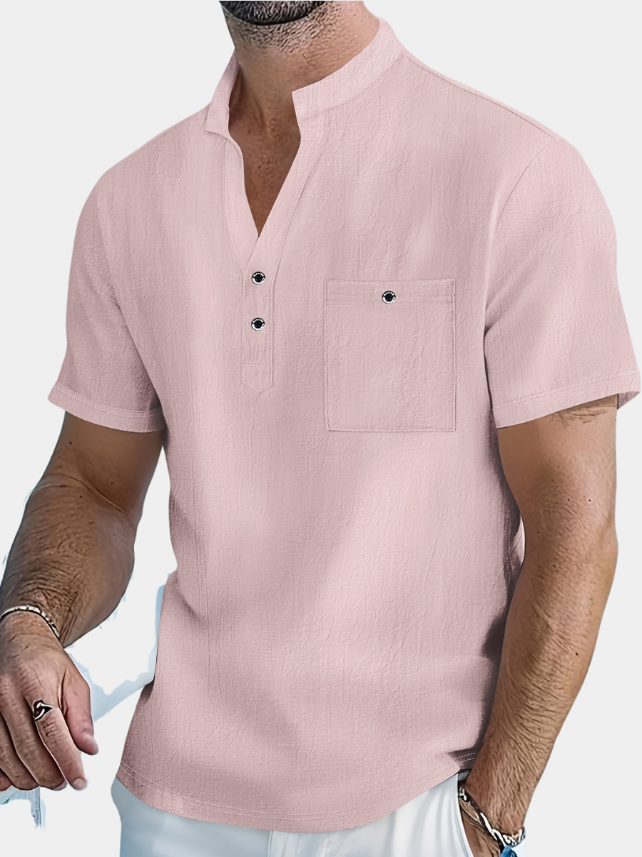 Saazoo | Men's Cotton Blend Mandarin Collar Shirt