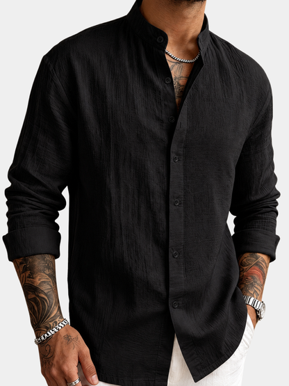 Saazoo | Men's Linen Blend Henley Shirt