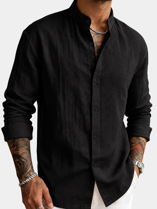 Saazoo | Men's Linen Blend Henley Shirt