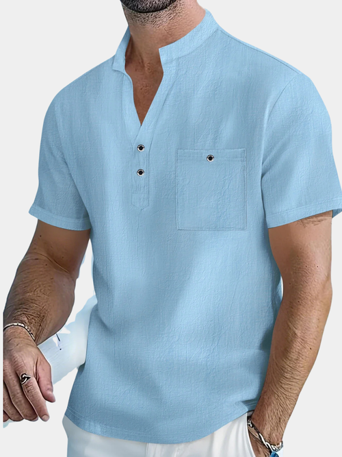 Saazoo | Men's Cotton Blend Mandarin Collar Shirt