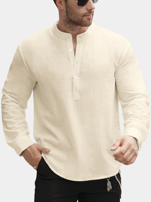 Saazoo | Men's Relaxed Cotton Blend Camp Collar Shirt