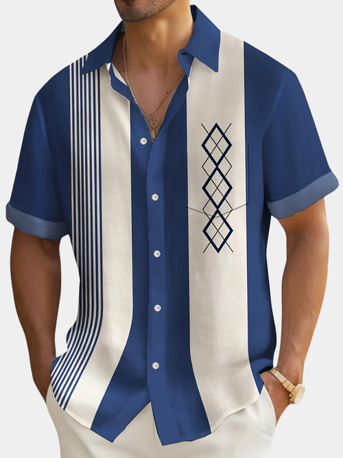 Saazoo | Men's Geometric Print Vintage Shirt