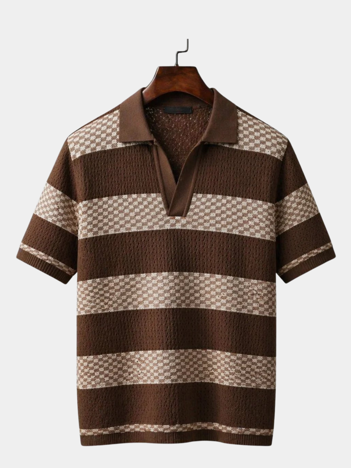 Saazoo | Men's Striped Cotton Blend Camp Collar Shirt