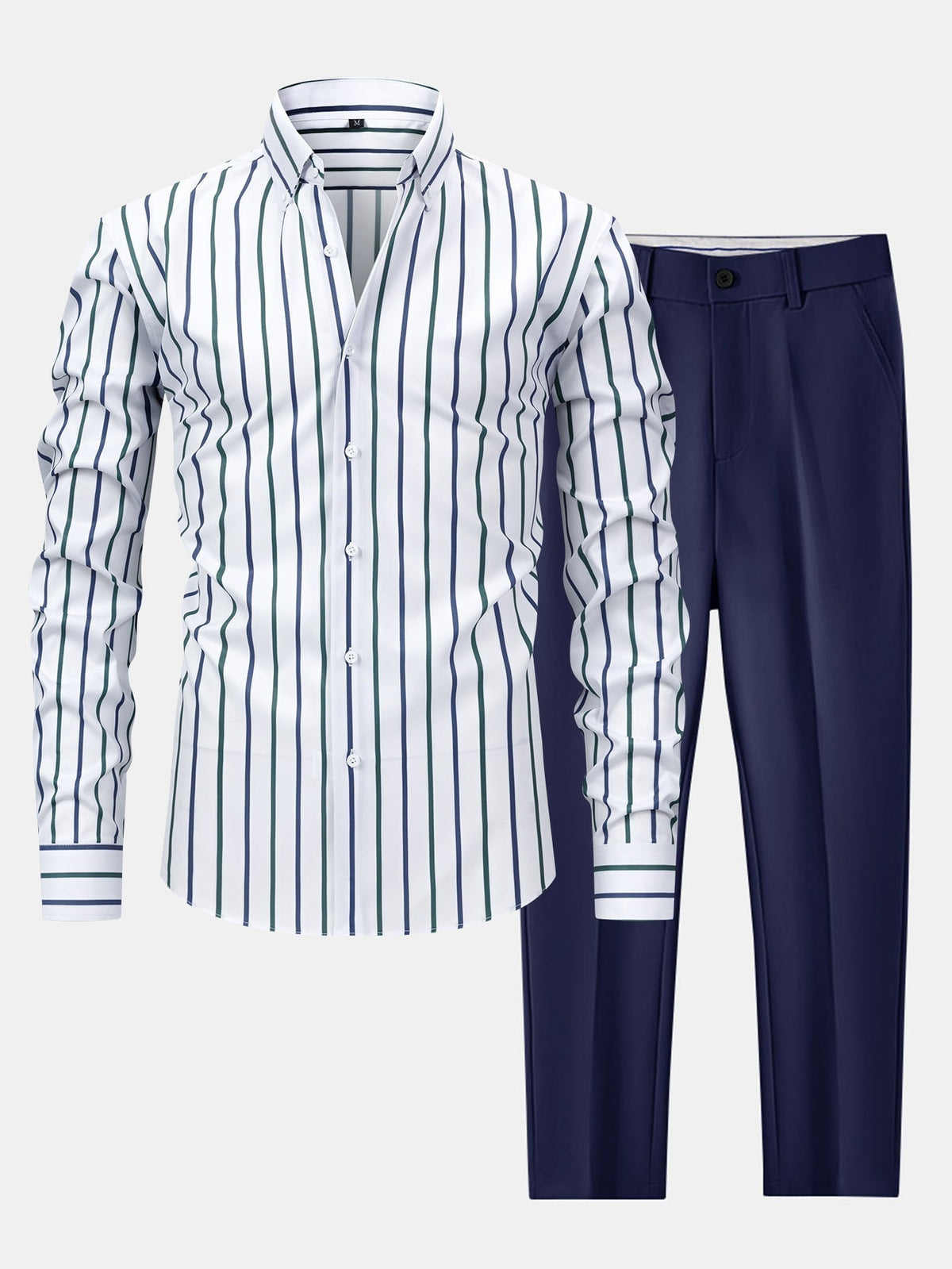 Saazoo | Men's Striped Shirt & Slim Fit Pants Set
